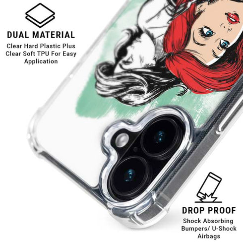 Disney Princess Ariel Sketch Art iPhone 16 Plus Clear Case