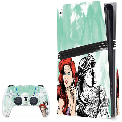Disney Princess Ariel Sketch Art PS5 Pro Disk Bundle Skin