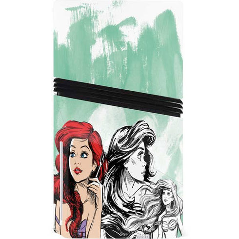 Disney Princess Ariel Sketch Art PS5 Pro Disk Console Skin