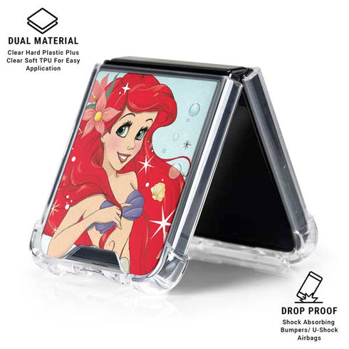 Disney The Little Mermaid Ariel Sparkles Art Galaxy Z Flip6 Clear Case