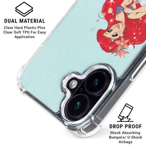 Disney The Little Mermaid Ariel Sparkles Art iPhone 16 Clear Case