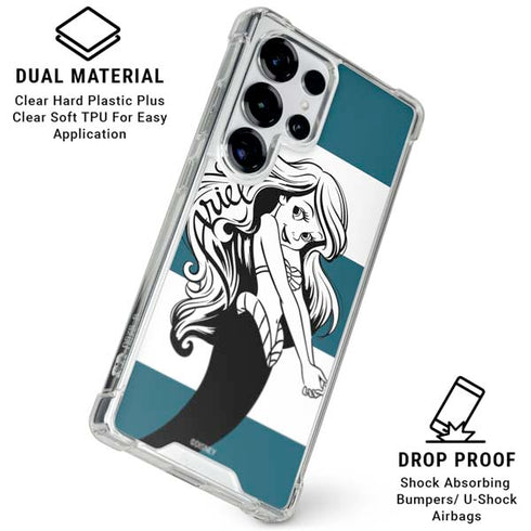 Disney The Little Mermaid Ariel Stripes Galaxy S25 Ultra Clear Case
