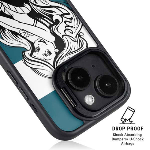 Disney The Little Mermaid Ariel Stripes iPhone 15 Plus Kickstand Case