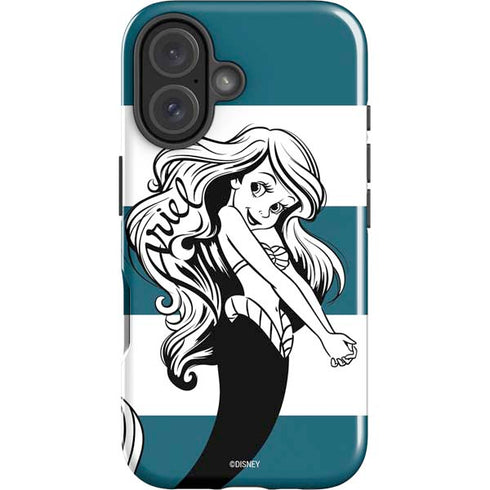 Disney The Little Mermaid Ariel Stripes iPhone 16 Plus Impact Case