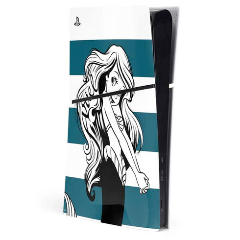 Disney The Little Mermaid Ariel Stripes PS5 Slim Digital Edition Console Skin