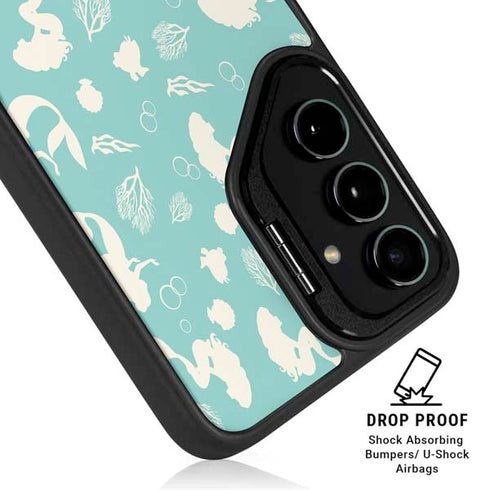 Disney The Little Mermaid Character Silhouette Pattern Galaxy S25 Plus Kickstand Case