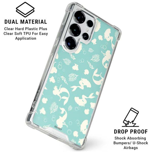Disney The Little Mermaid Character Silhouette Pattern Galaxy S25 Ultra Clear Case