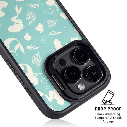 Disney The Little Mermaid Character Silhouette Pattern iPhone 14 Pro Max Kickstand Case