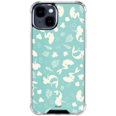 Disney The Little Mermaid Character Silhouette Pattern iPhone 15 Clear Case