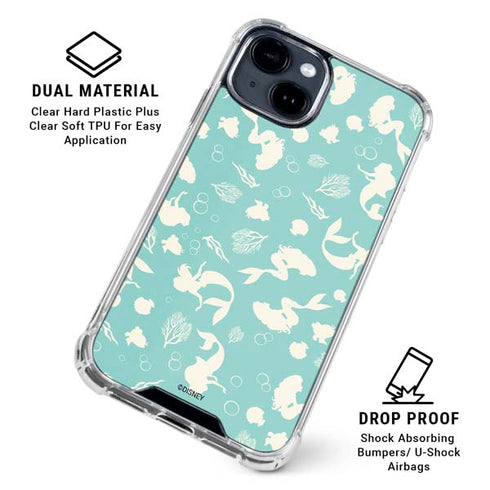 Disney The Little Mermaid Character Silhouette Pattern iPhone 15 Clear Case