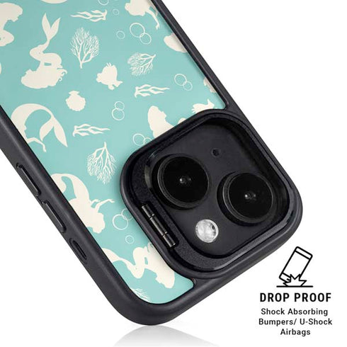 Disney The Little Mermaid Character Silhouette Pattern iPhone 15 Kickstand Case
