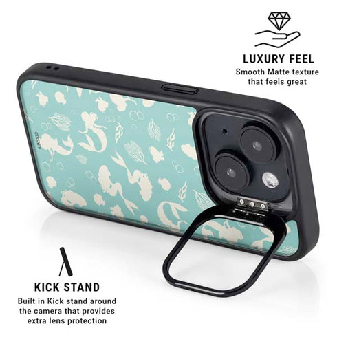 Disney The Little Mermaid Character Silhouette Pattern iPhone 15 Plus Kickstand Case