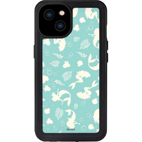 Disney The Little Mermaid Character Silhouette Pattern iPhone 15 Plus Waterproof Case