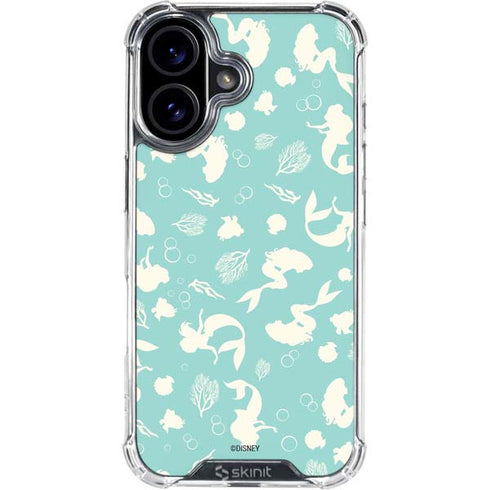 Disney The Little Mermaid Character Silhouette Pattern iPhone 16 Clear Case