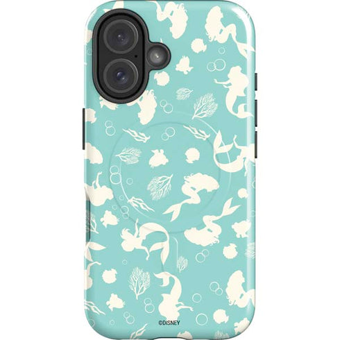 Disney The Little Mermaid Character Silhouette Pattern iPhone 16 Magsafe Impact Case