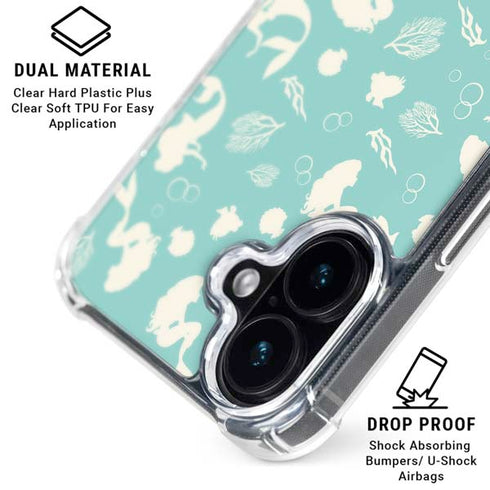 Disney The Little Mermaid Character Silhouette Pattern iPhone 16 Plus Clear Case