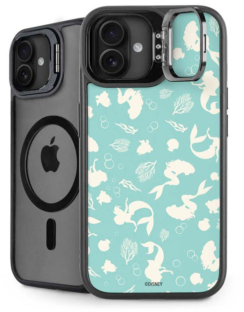 Disney The Little Mermaid Character Silhouette Pattern iPhone 16 Plus Kickstand Case
