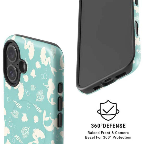 Disney The Little Mermaid Character Silhouette Pattern iPhone 16 Plus Magsafe Impact Case