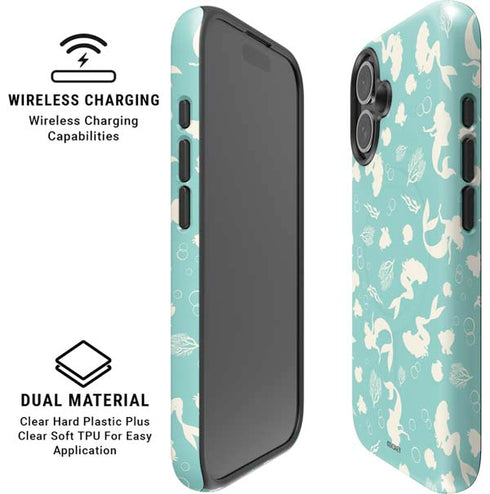 Disney The Little Mermaid Character Silhouette Pattern iPhone 16 Plus Magsafe Impact Case