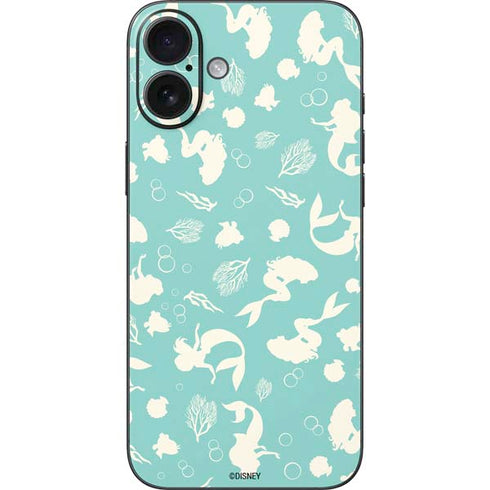 Disney The Little Mermaid Character Silhouette Pattern iPhone 16 Plus Skin