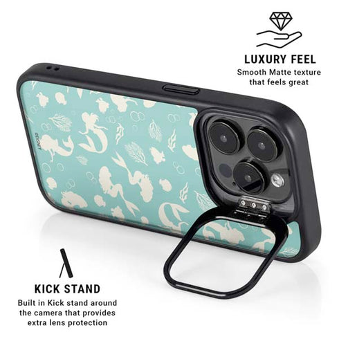 Disney The Little Mermaid Character Silhouette Pattern iPhone 16 Pro Max Kickstand Case