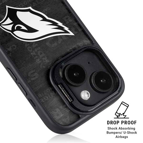 NFL Arizona Cardinals Black & White iPhone 15 Kickstand Case