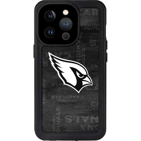 NFL Arizona Cardinals Black & White iPhone 15 Pro Waterproof Case