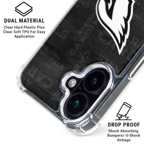 NFL Arizona Cardinals Black & White iPhone 16 Plus Clear Case