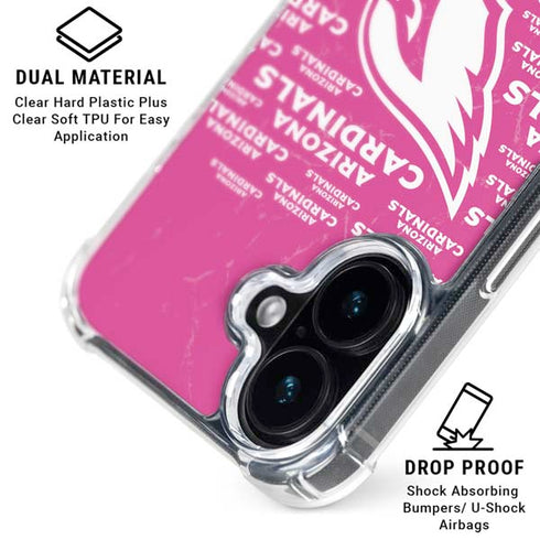 NFL Arizona Cardinals Pink Blast iPhone 16 Clear Case