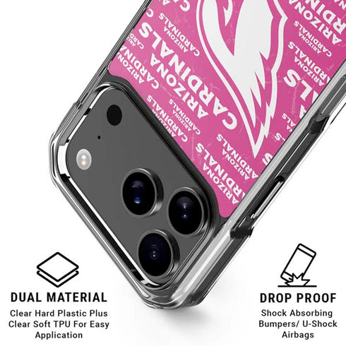 NFL Arizona Cardinals Pink Blast iPhone 18 Pro Clear Case