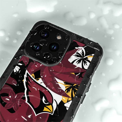 NFL Arizona Cardinals Tropical Print iPhone 15 Pro Waterproof Case