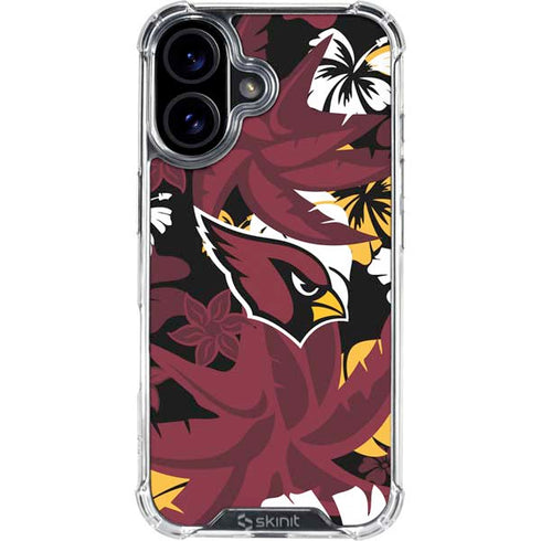 NFL Arizona Cardinals Tropical Print iPhone 16 Plus Clear Case
