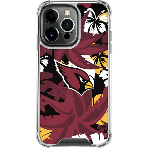 NFL Arizona Cardinals Tropical Print iPhone 16 Pro Max Clear Case