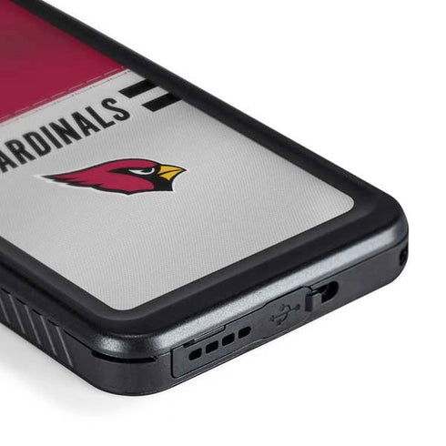 NFL Arizona Cardinals White Striped Galaxy S24 Plus Waterproof Case