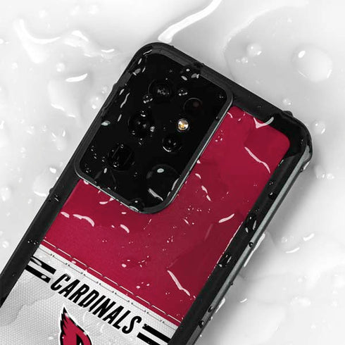 NFL Arizona Cardinals White Striped Galaxy S24 Ultra Waterproof Case