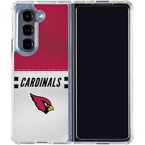 NFL Arizona Cardinals White Striped Galaxy Z Fold5 5G Clear Case