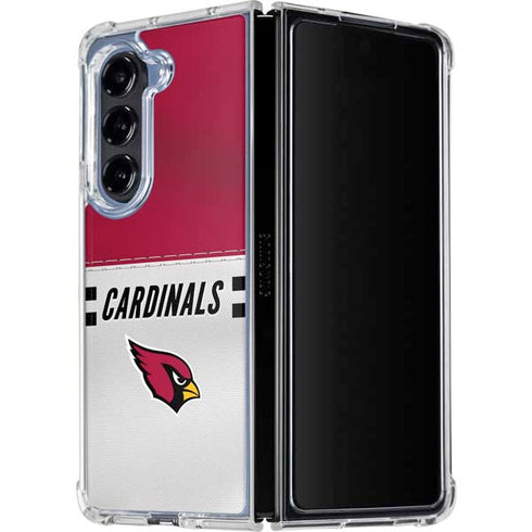 NFL Arizona Cardinals White Striped Galaxy Z Fold5 5G Clear Case