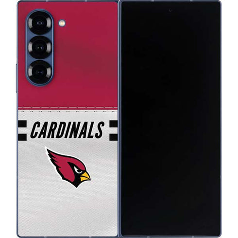 NFL Arizona Cardinals White Striped Galaxy Z Fold6 Skin