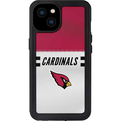 NFL Arizona Cardinals White Striped iPhone 15 Plus Waterproof Case