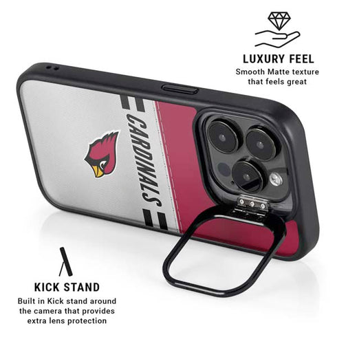 NFL Arizona Cardinals White Striped iPhone 15 Pro Max Kickstand Case