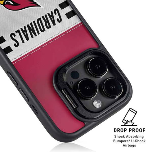 NFL Arizona Cardinals White Striped iPhone 15 Pro Max Kickstand Case