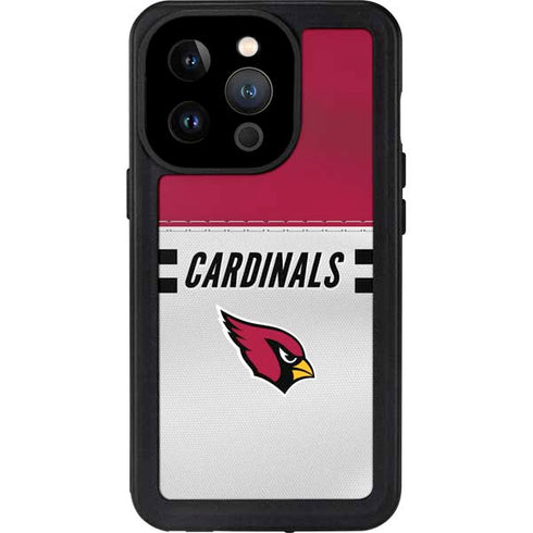 NFL Arizona Cardinals White Striped iPhone 15 Pro Waterproof Case