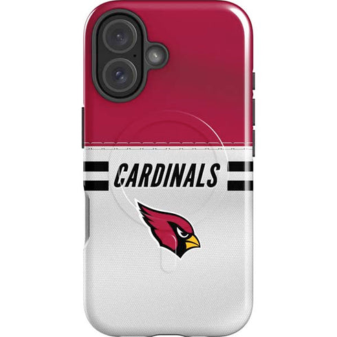 NFL Arizona Cardinals White Striped iPhone 16 Magsafe Impact Case