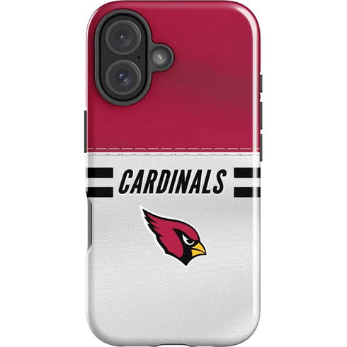 NFL Arizona Cardinals White Striped iPhone 16 Plus Impact Case