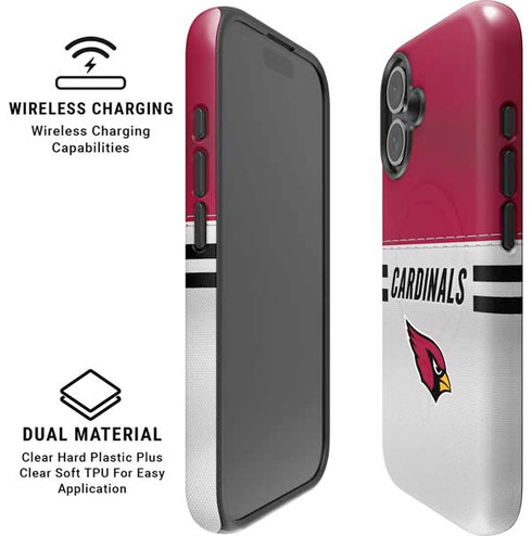 NFL Arizona Cardinals White Striped iPhone 16 Plus Magsafe Impact Case