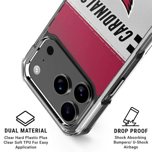 NFL Arizona Cardinals White Striped iPhone 18 Pro Clear Case