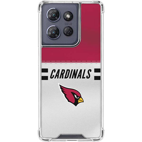 NFL Arizona Cardinals White Striped Moto G 5G (2025) Clear Case