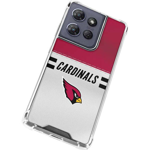NFL Arizona Cardinals White Striped Moto G 5G (2025) Clear Case