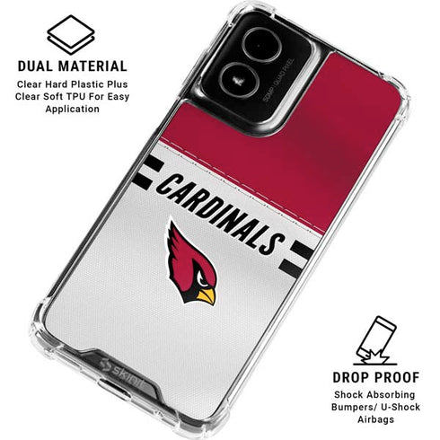 NFL Arizona Cardinals White Striped Moto G Power 5G (2024) Clear Case