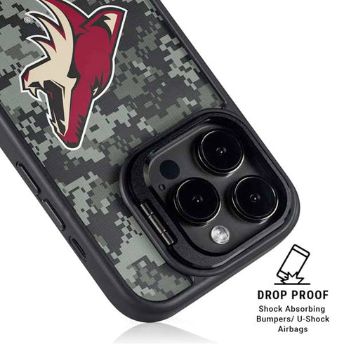 NHL Arizona Coyotes Camo iPhone 14 Pro Max Kickstand Case